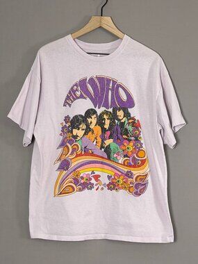 The Who Graphic Band T Shirt Lilac Purple Retro 70s Style Tee Size S/M